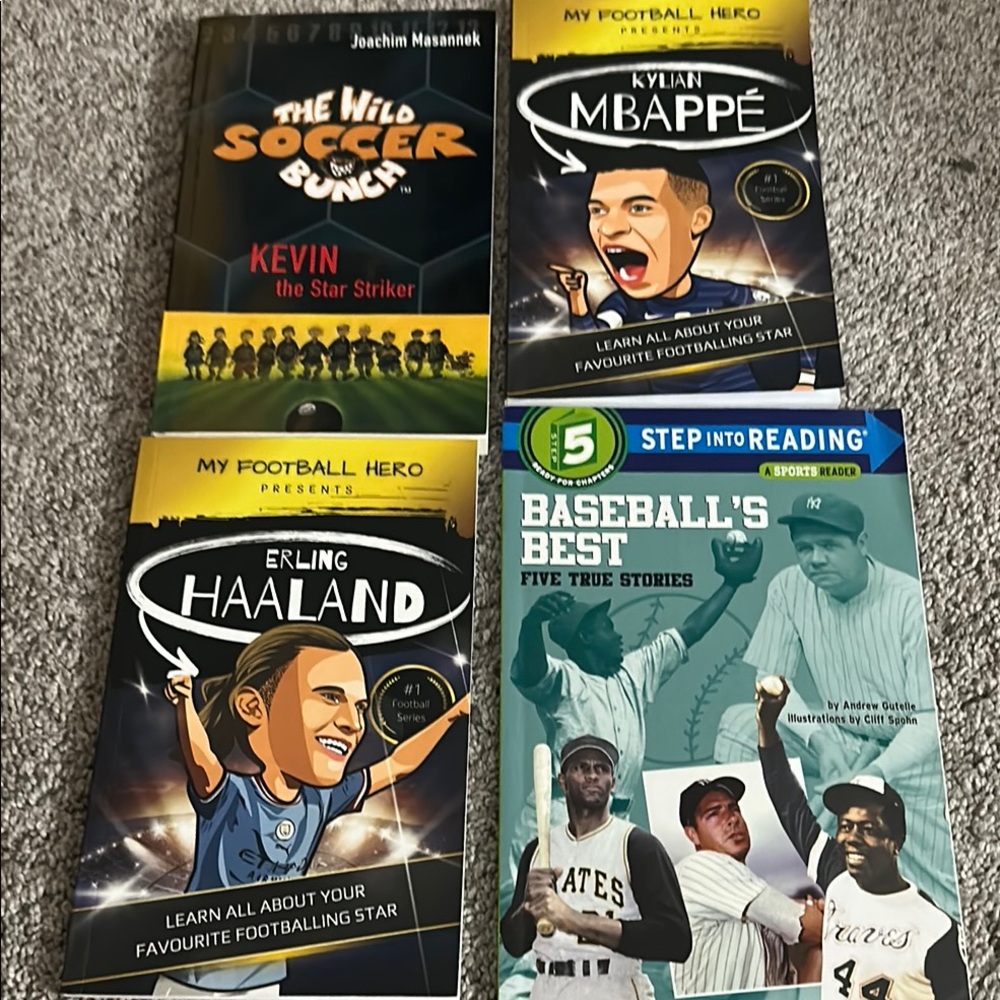 Soccer Baseball books- Wild Soccer Bunch, MBAPPÉ, HAALAND, Baseball's Best